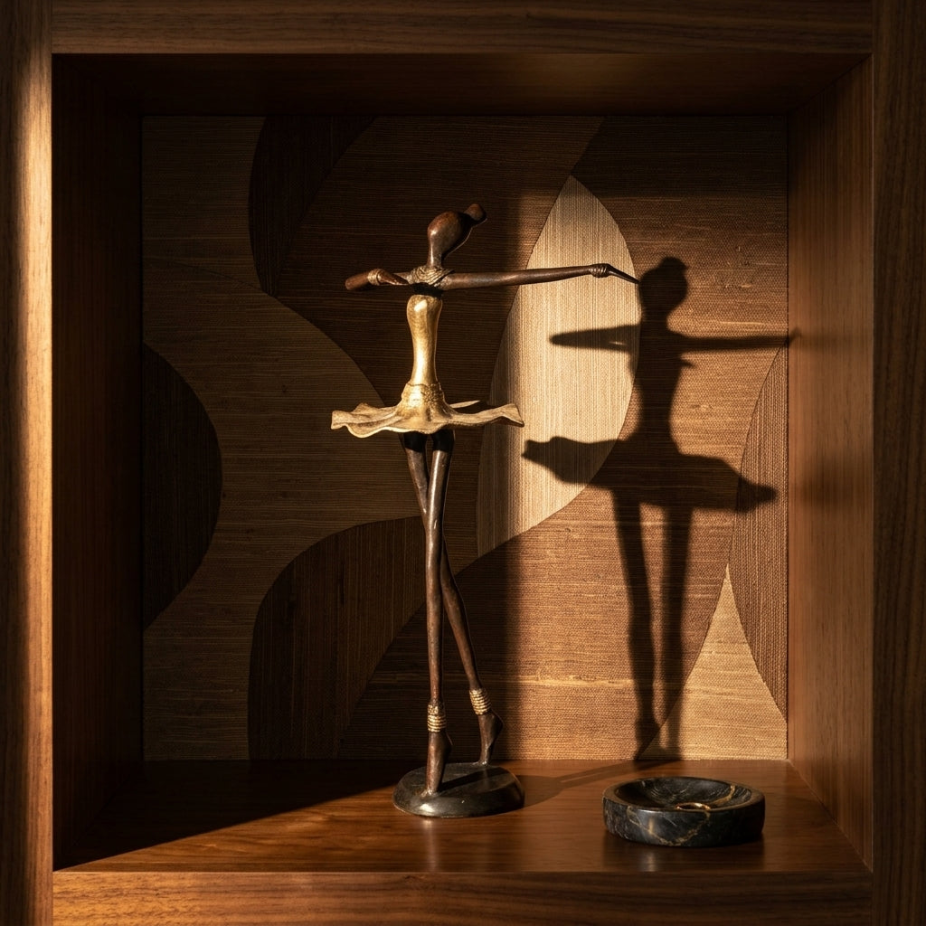The Ballerina 10, hand-cast bronze ballerina statue with a gold patina