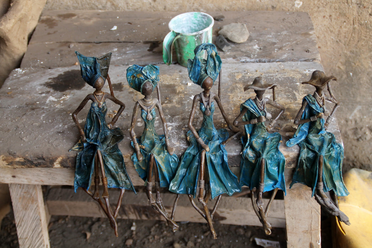Finished bronze sculptures in the workshop, ready to leave