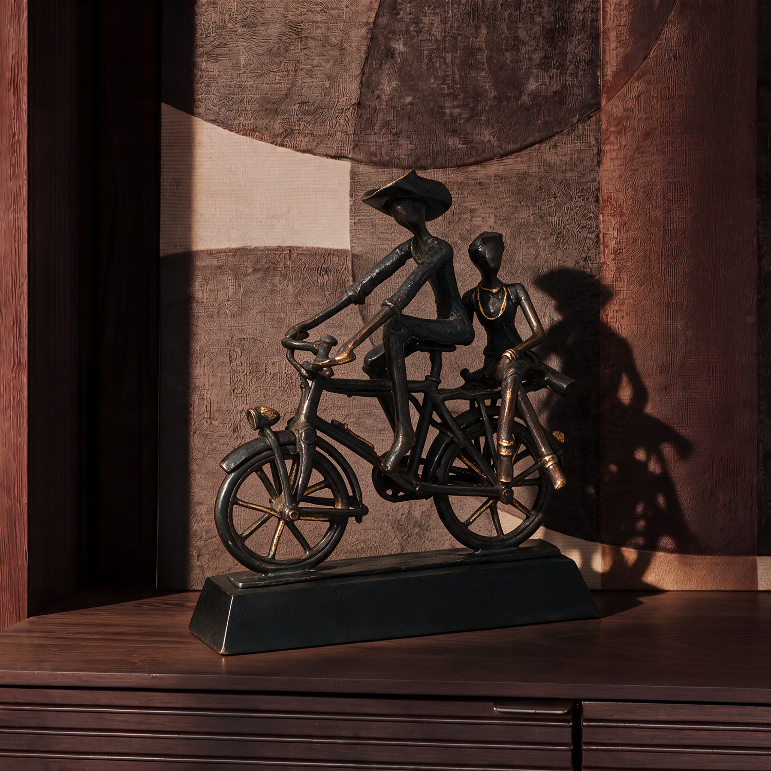The Biking Couple 01 - Heritage Bronze Statue