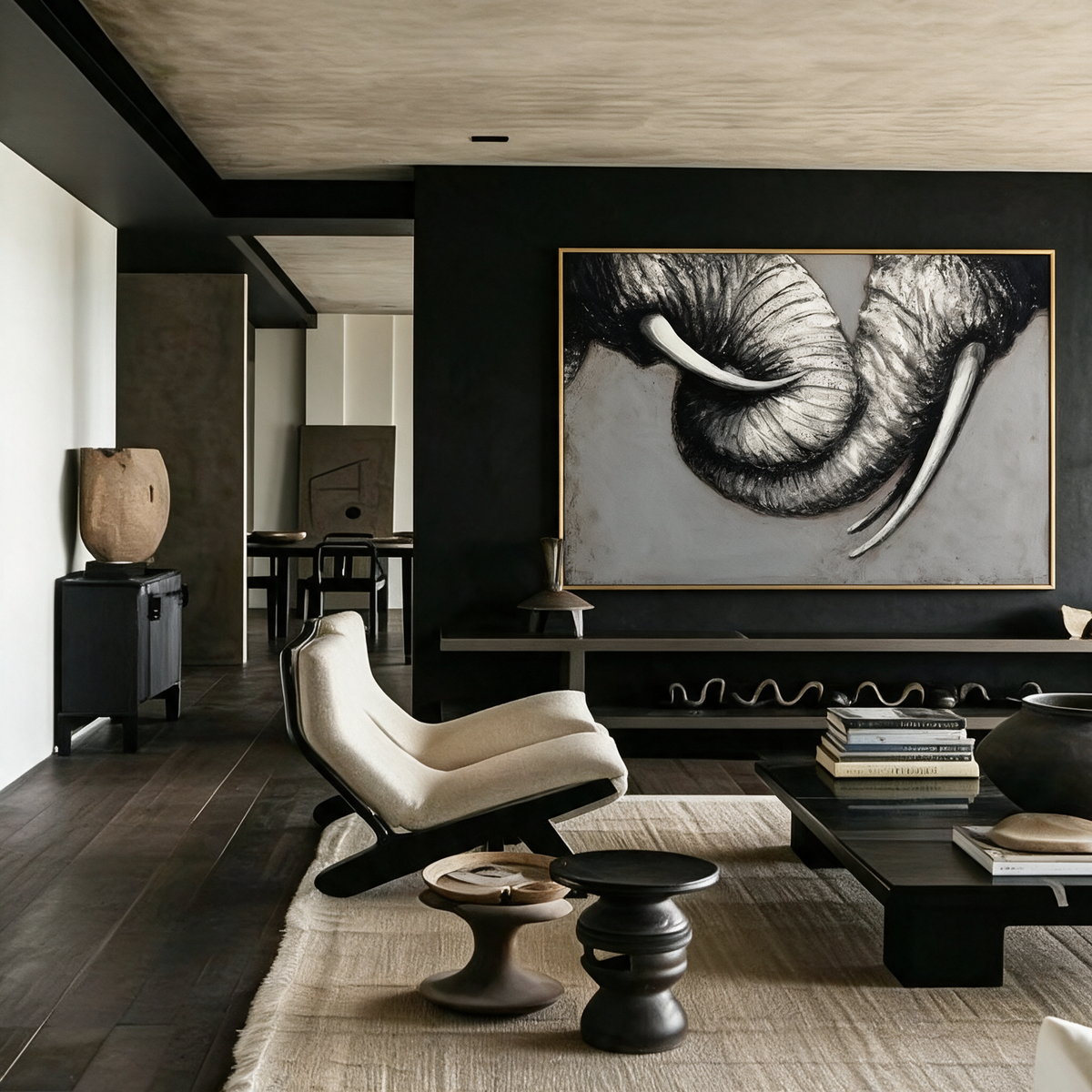 Entwined Elephant Trunks - Textured Painting