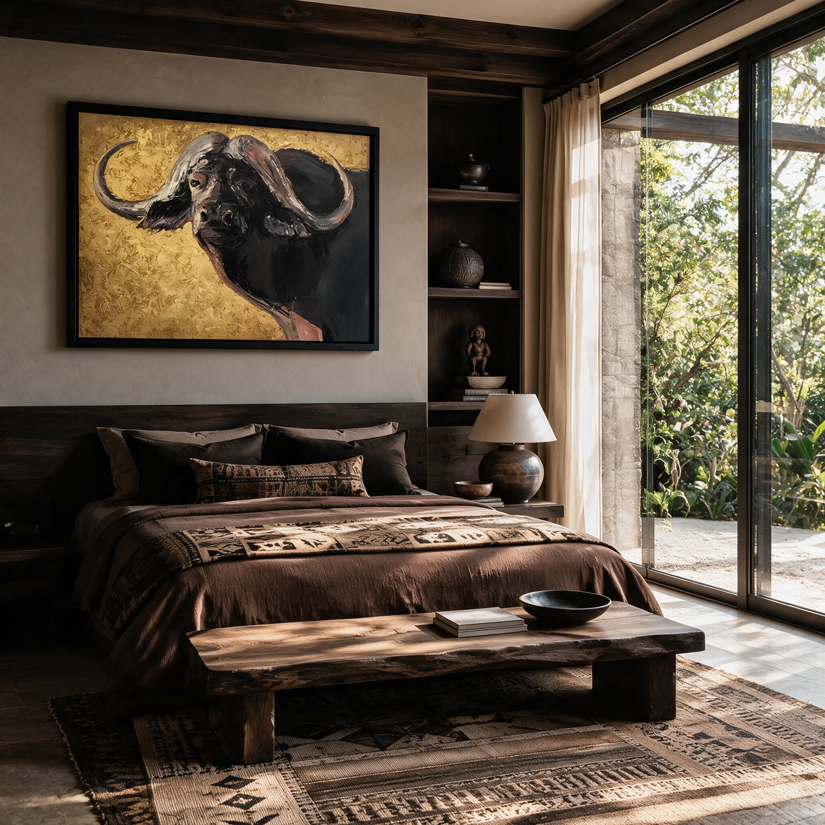 African Buffalo Portrait - Textured Painting