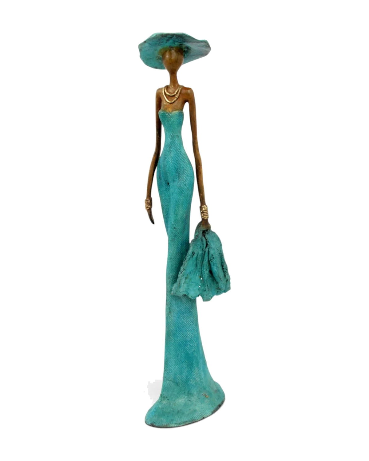 The Muse 43, handmade West African bronze statue, view 2