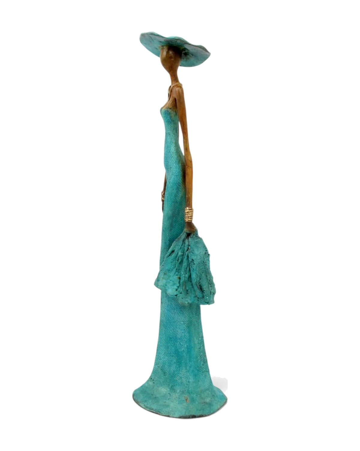The Muse 43, handmade West African bronze statue, view 3